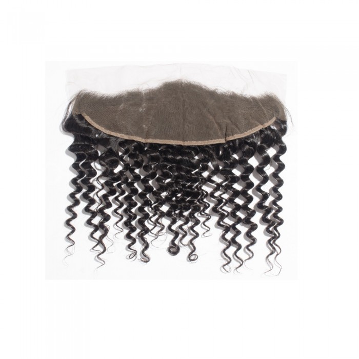 12 Inch 13" x 4" Deep Curly Free Parted Lace Closure #1B Black