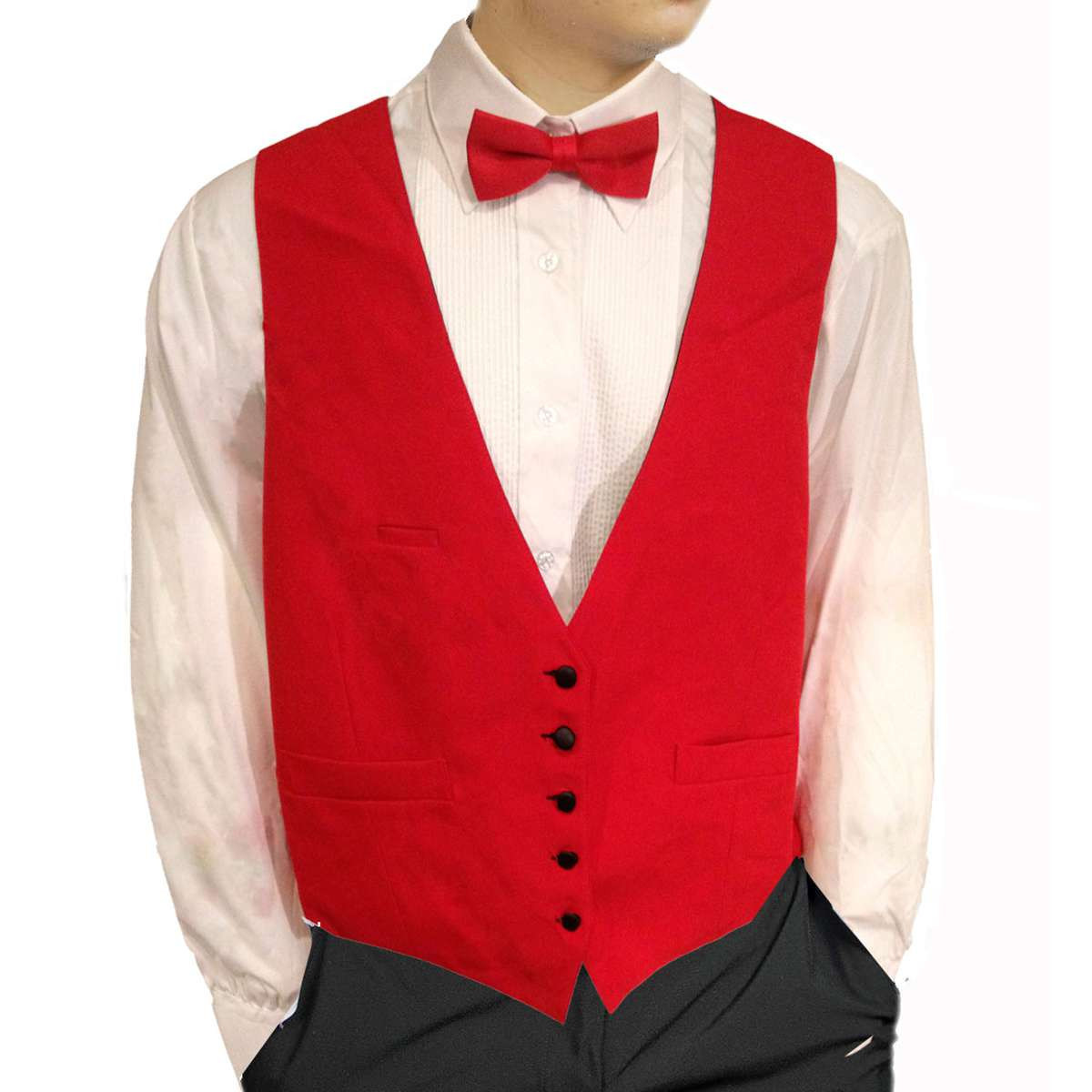 2 Sided Men's Red 5 Button Vest Reverses to Black