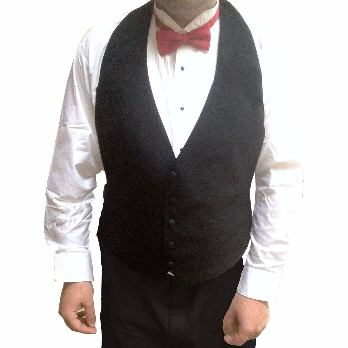 Men's Black 5 Button Backless Vest