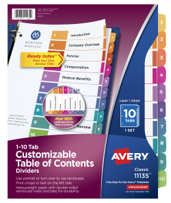 Avery® Customizable Table of Contents Dividers (11135)