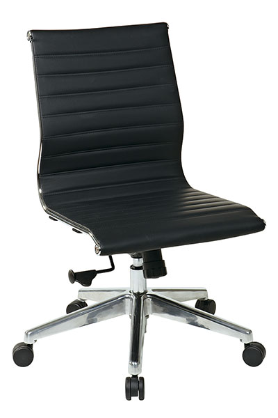 SO-73631 Armless Mid-Back Black Eco Leather Chair