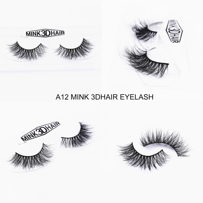 3D Mink Eye Lashes A12 Black - Click Image to Close