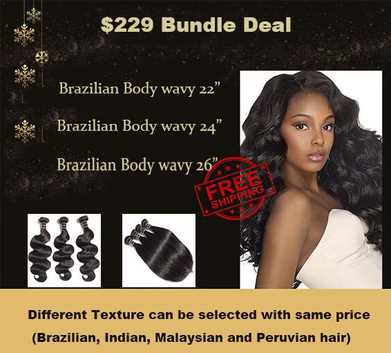 Virgin Human Hair #1B Body Wavy Black 22/24/26 Inches (3 X 100g)