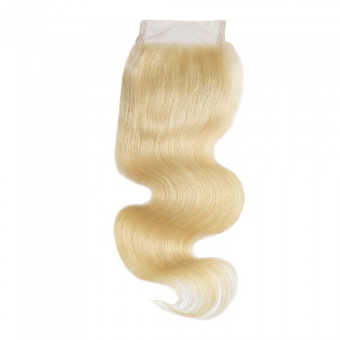 X- Free Parted Lace Closure 12"-4"x4" Blond Body Wavy - Click Image to Close