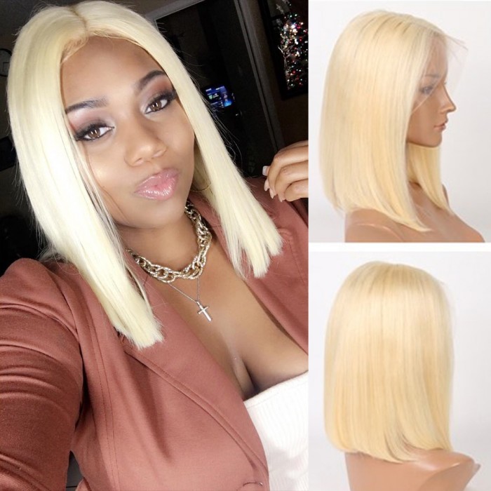 X- 12" Pre-Plucked Lightest Blonde Straight Bob Wig