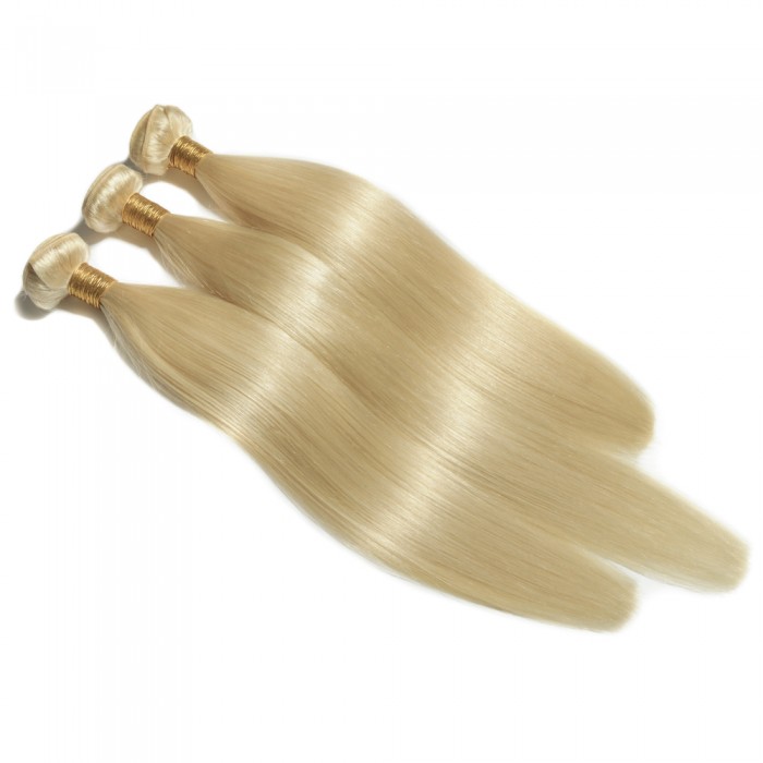 X- 12" Lightest Blonde Straight Colored Remy Hair