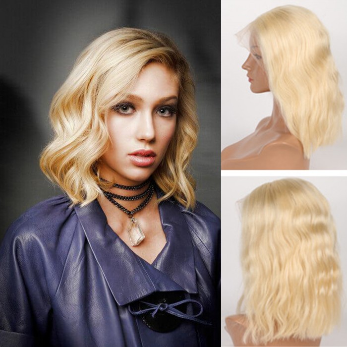 X- 12" Pre-Plucked Lightest Blonde Body Wavy Bob Wig