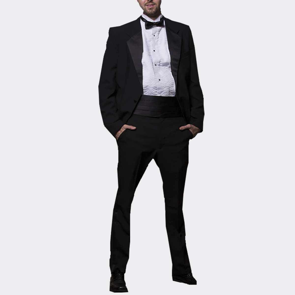 Men's 5 Piece Polyester Tuxedo with Shirt, Bow Tie & Cummerbund