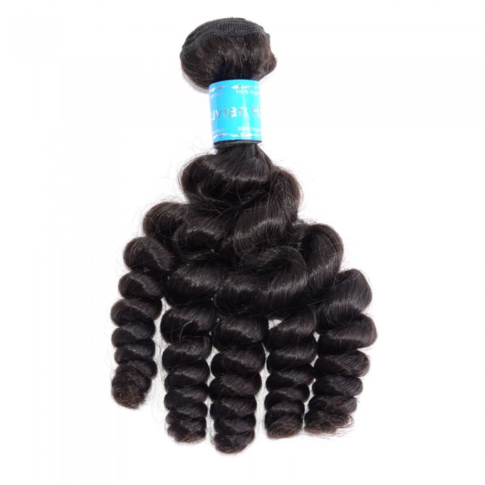 Virgin Peruvian Hair #1B Loose Curly Black 14 Inch (100g)