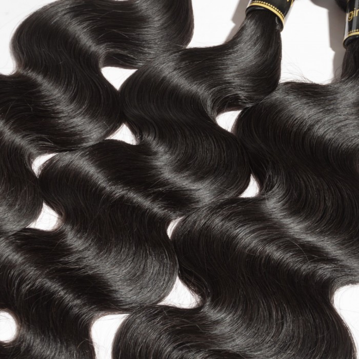 Virgin Brazilian Hair #1B Black Body Wavy 10 Inch (100g)