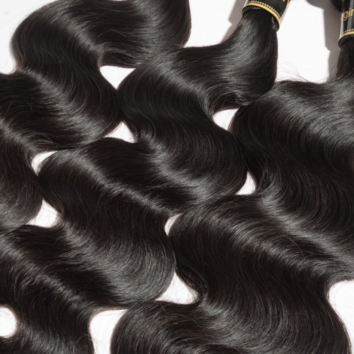 Virgin Brazilian Hair #1B Black Body Wavy 14 Inch (100g)