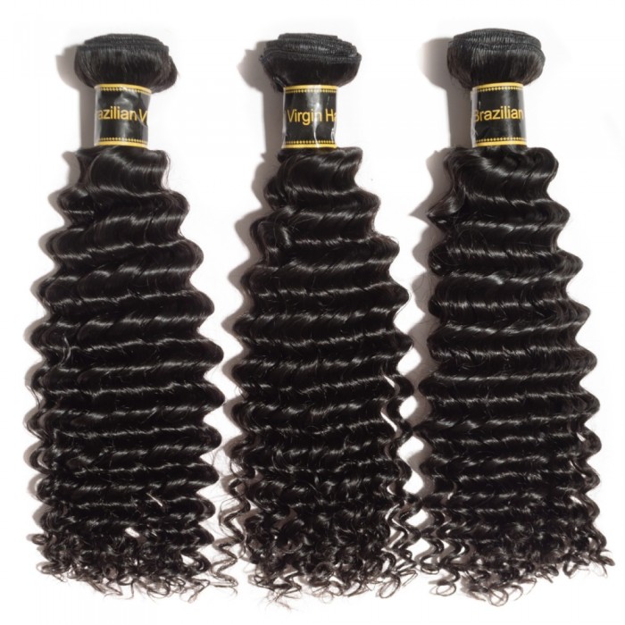 Virgin Brazilian Hair #1B Black Deep Curly 10 Inch (100g)