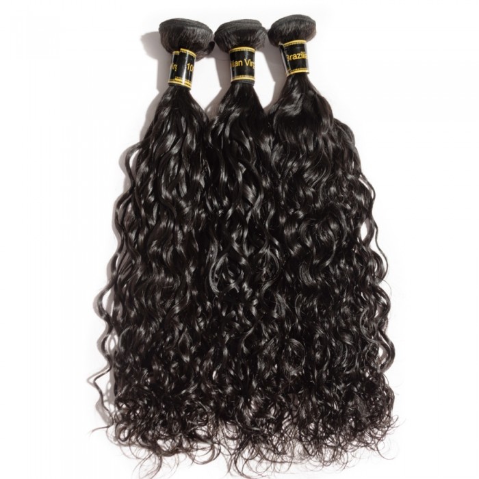 Virgin Brazilian Hair #1B Black Natural Wavy 12 Inch (100g)
