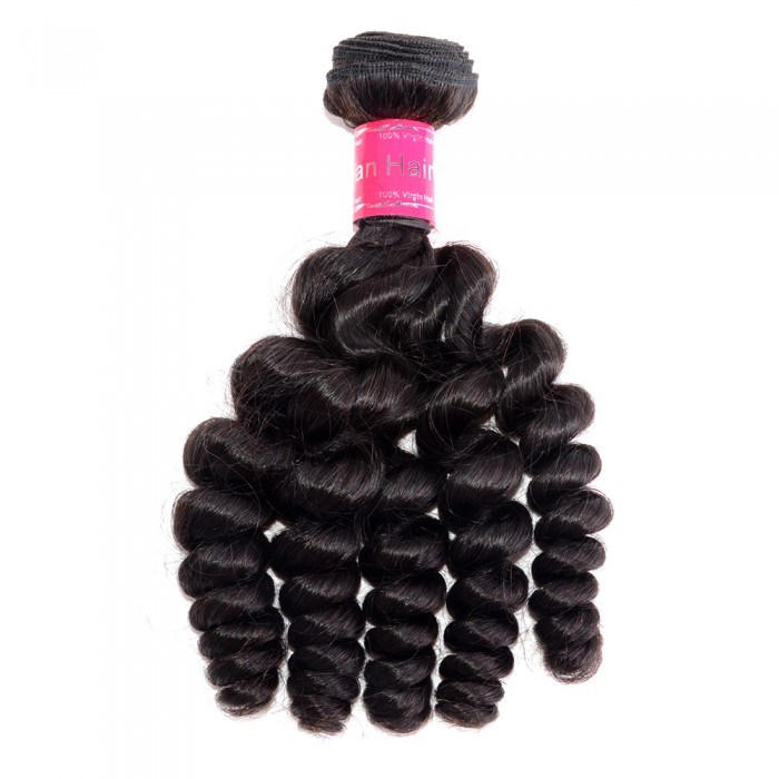 Virgin Indian Hair #1B Loose Curly Black 14 Inch (100g)