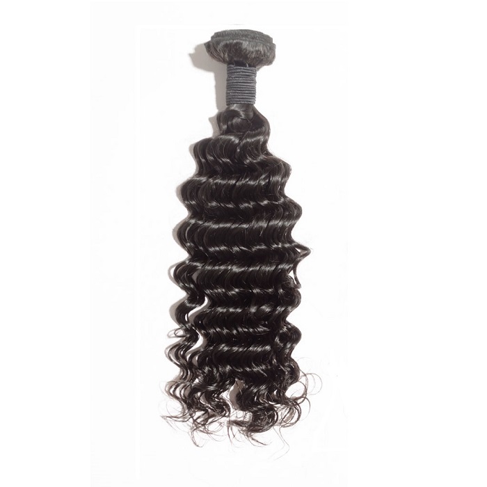 Virgin Indian Hair #1B Deep Curly Black 30 Inch (100g)