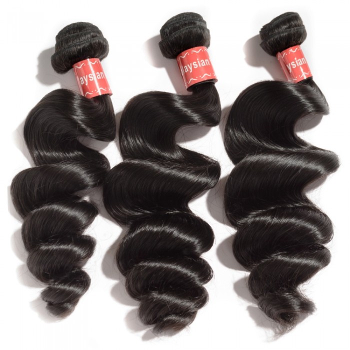 Virgin Malaysian Hair #1B Loose Wavy Black 26 Inch (100g)