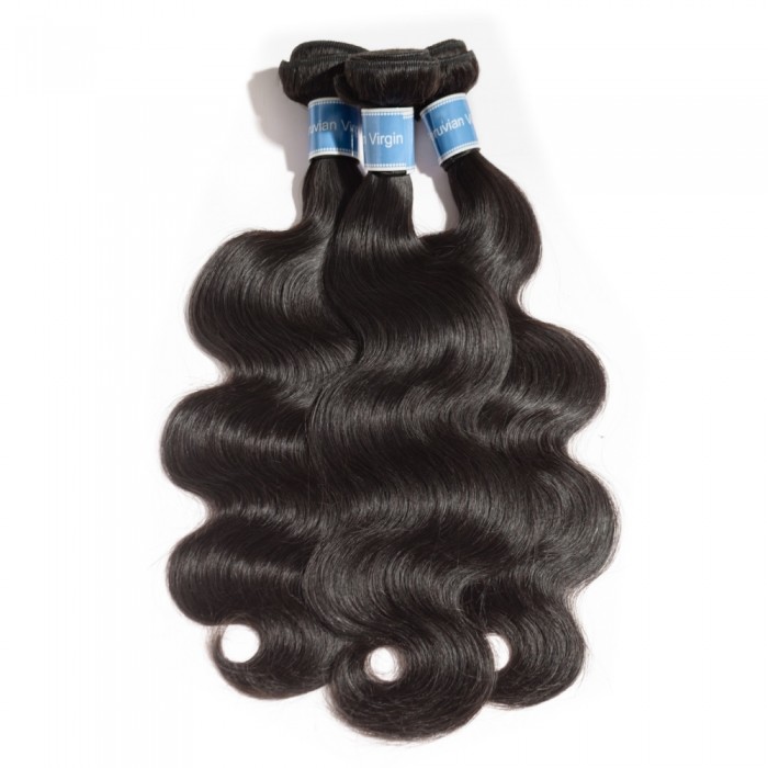 Virgin Peruvian Hair #1B Body Wavy Black 10 Inch (100g)