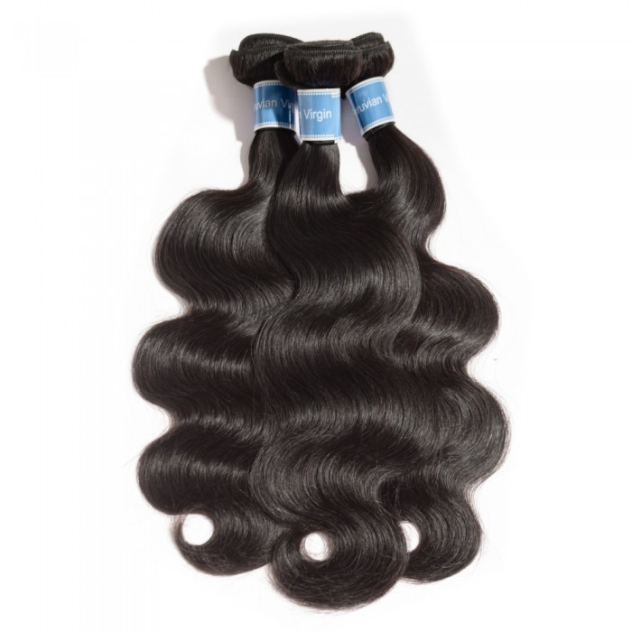 Virgin Peruvian Hair #1B Body Wavy Black 16 Inch (100g)