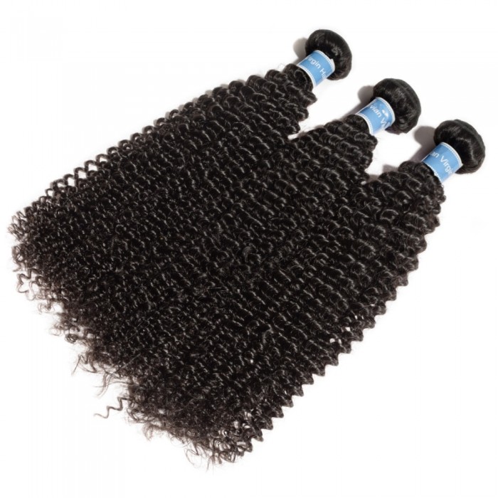 Virgin Peruvian Hair #1B Kinky Curly Black 14 Inch (100g)