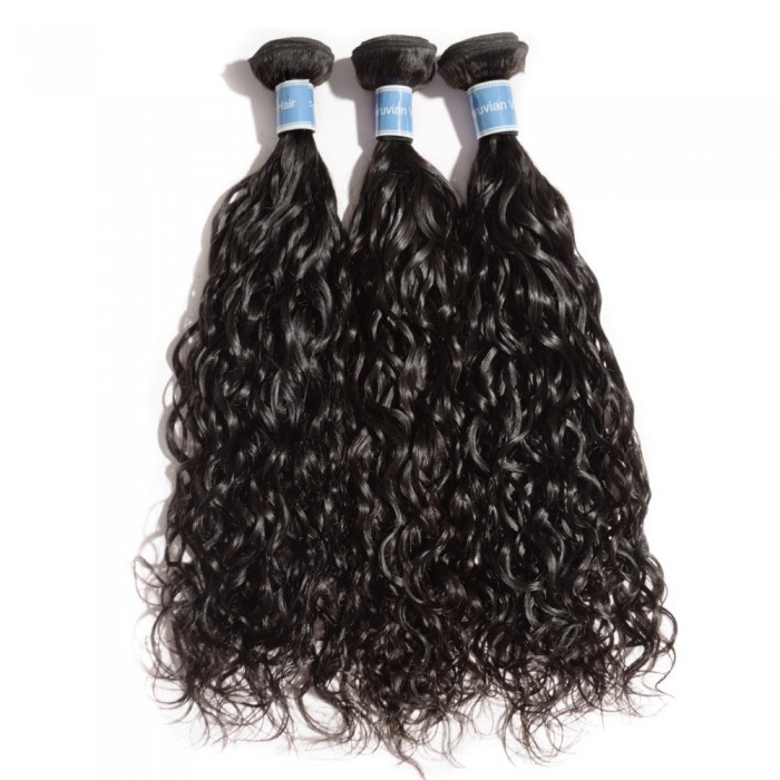 Virgin Peruvian Hair #1B Natural Wavy Black 16 Inch (100g)