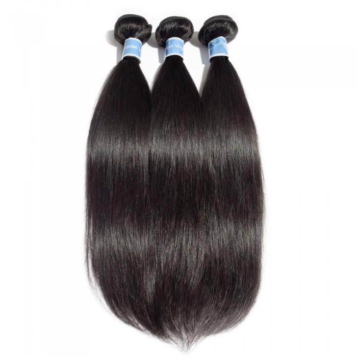 Virgin Peruvian Hair #1B Straight Black 20 Inch (100g) - Click Image to Close