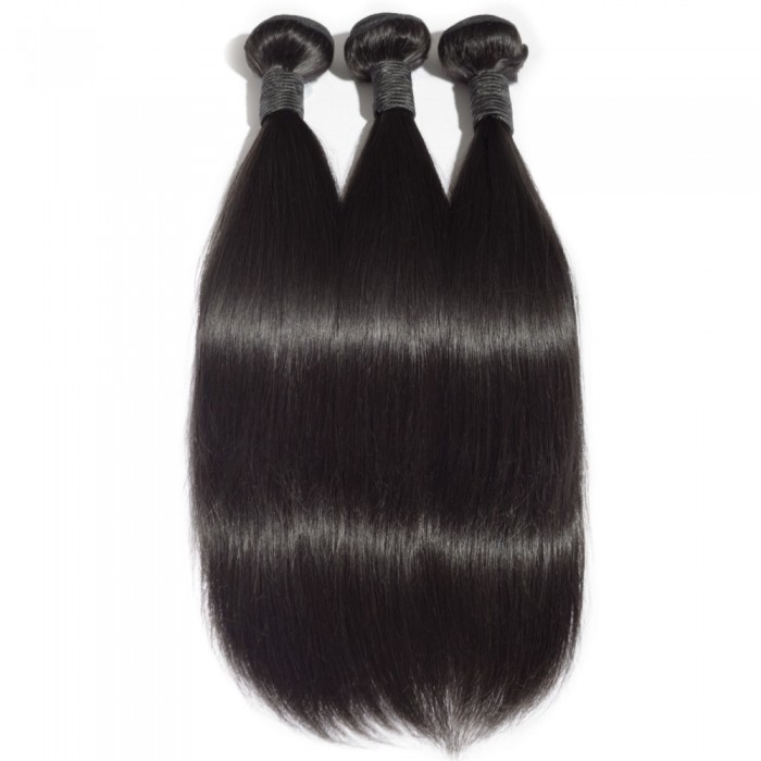 Virgin Indian Hair #1B Straight Black 10 Inch (100g)