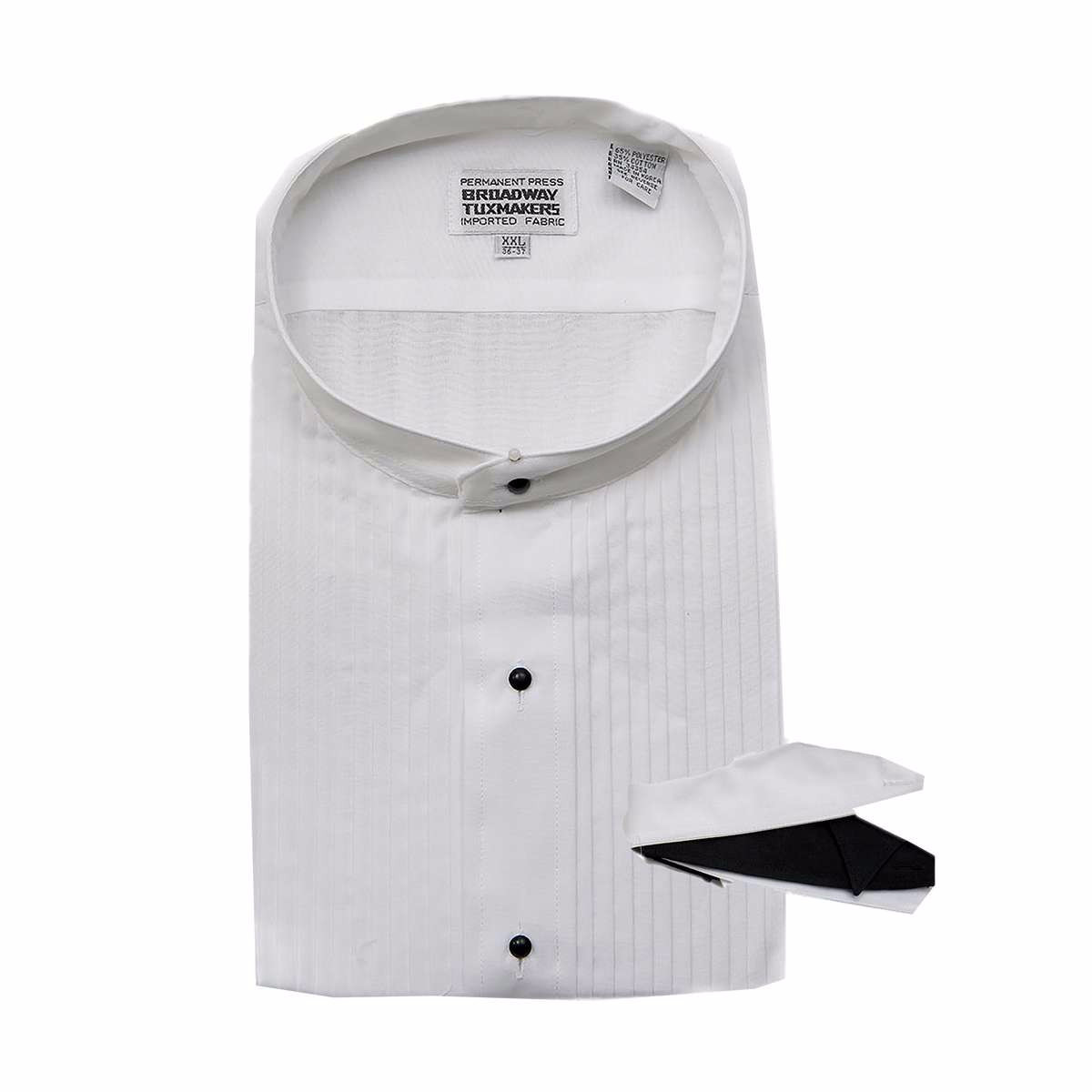 Men's White Mandarin Band Collar Tuxedo Shirt