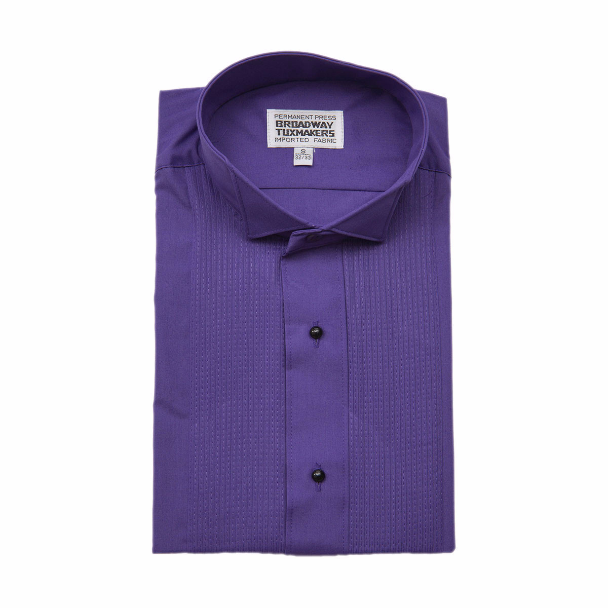 Men's Purple Tuxedo Shirt, Wing Collar & 1/8" Pleats