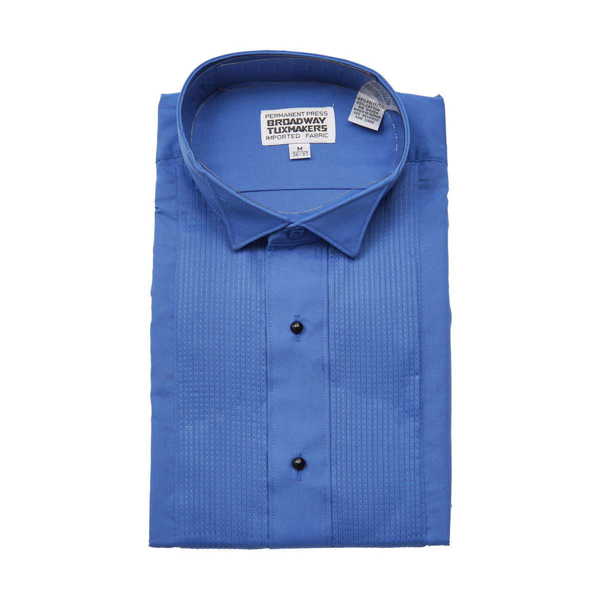 Men's Royal Blue Tuxedo Shirt, Wing Collar & 1/8" Pleats