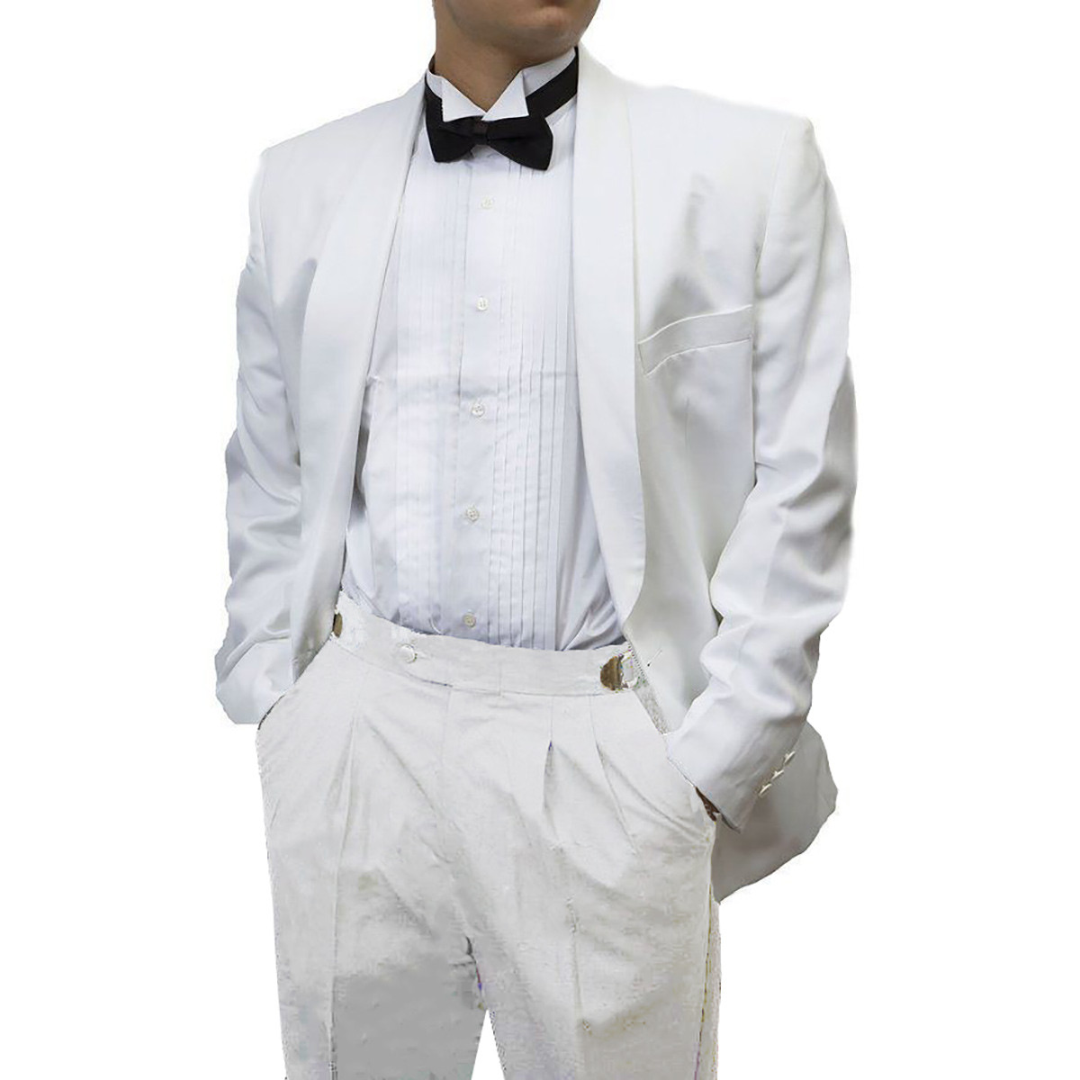 Men's 2 Piece White Tuxedo, Dinner Jacket & Matching White Pant