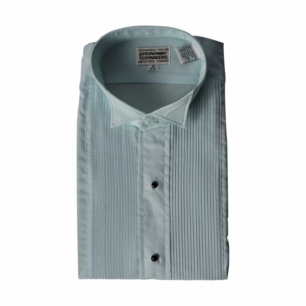 Men's Aqua Tuxedo Shirt, Wing Collar & 1/8" Pl