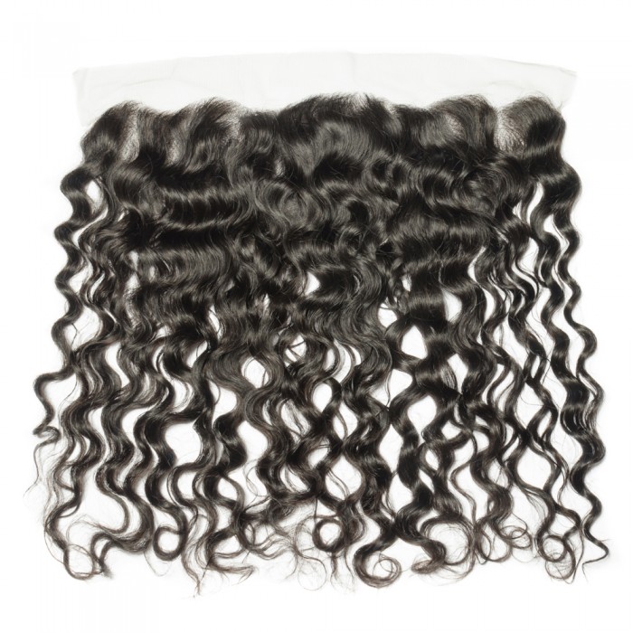 10 Inch 13" x 4" Natural Wavy Free Parted Frontal #1B Black
