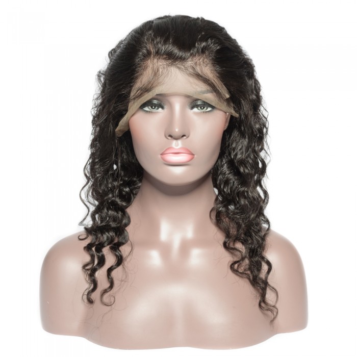 16 Inch 22" x 4"x 2" Loose Wavy 360 Lace Frontal #1B Black - Click Image to Close