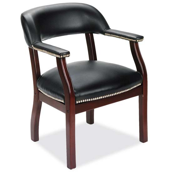 Guest Chair with Modern Walnut Finish Black