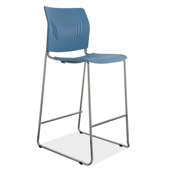 Polyurethane Stool with Footrest and Chrome Base