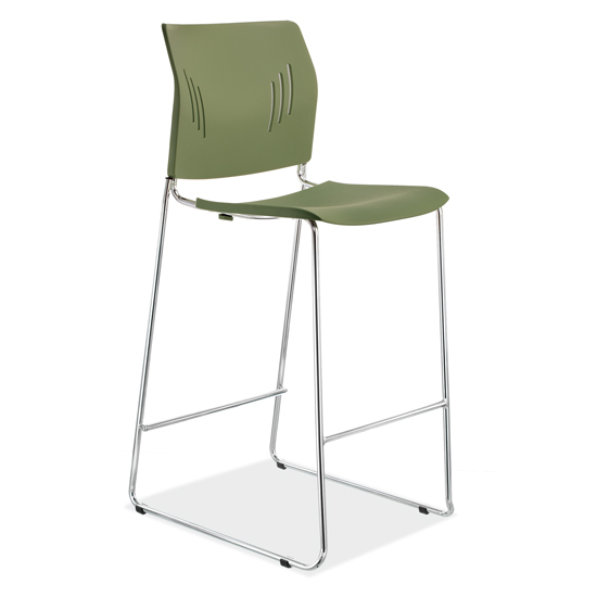 Polyurethane Stool with Footrest and Chrome Base