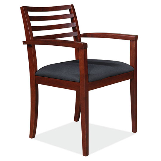 Slated Back Guest Chair with Arms and Wood Frame