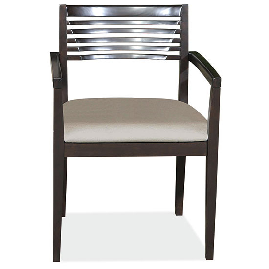 Slated Back Guest Chair with Arms and Wood Frame