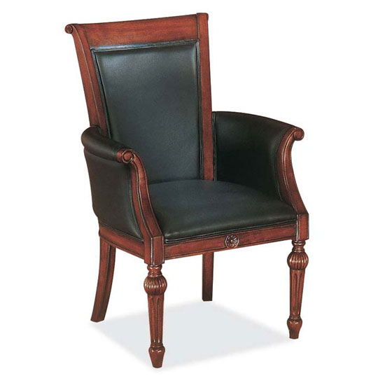 A Guest Black Leather Chair with Ruby Cabernet Frame