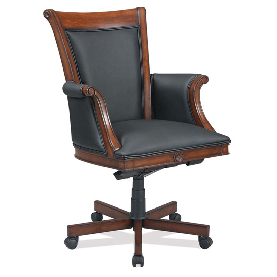 A Black Leather Executive High Back with Ruby Cabernet Frame - Click Image to Close