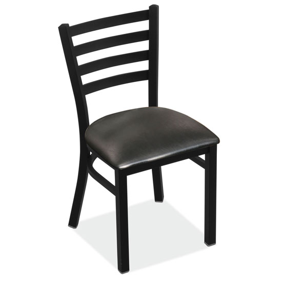 Ladder Back Dining Chair with Black Wrinkle Steel Frame