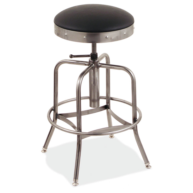 Padded Seat Adjustable Stool with Clearcoat Frame
