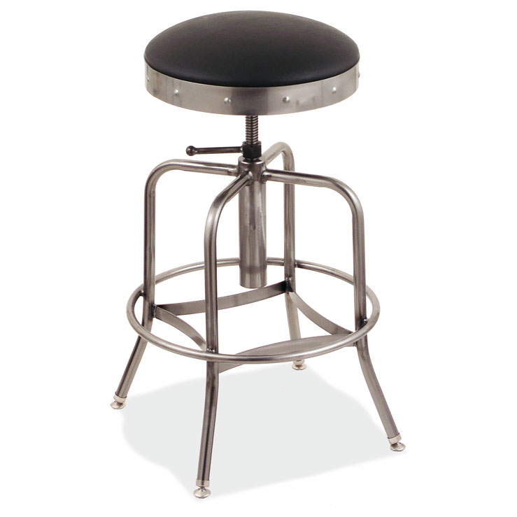 Padded Seat Adjustable Stool with Clearcoat Frame - Click Image to Close