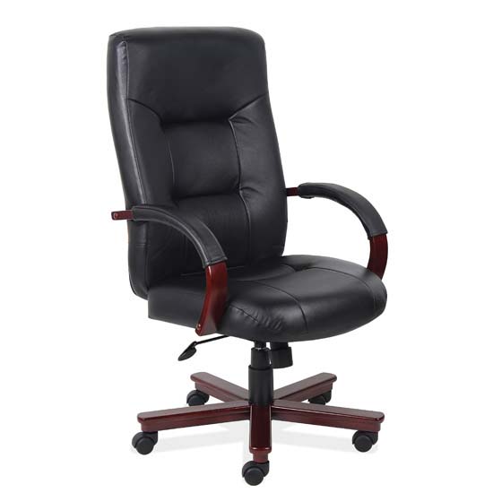 An Executive High Back Swivel Tilt with Mahogany Frame