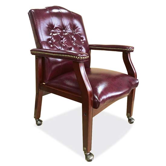 Guest Chair with Casters and Mahogany Finish