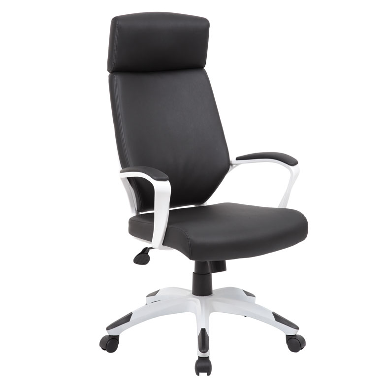 A High Back Modern Executive Chair with White Frame