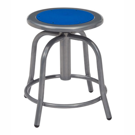 Adjustable Height Stool with Steel Seat and Gray Base