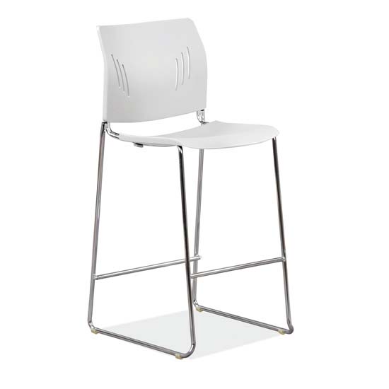 Polyurethane Stool with Footrest and Chrome Base