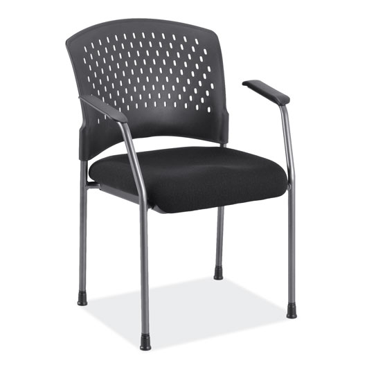 Guest Chair with Arms, Black Fabric Seat, Titanium Frame