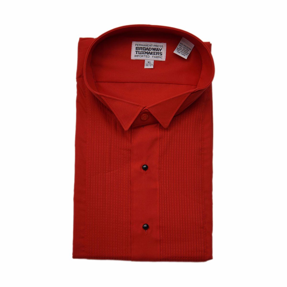 Men's Red Tuxedo Shirt, Wing Collar & 1/8" Pleats